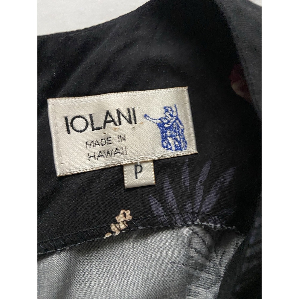 Vintage Iolani Womens Hawaiian Dress Size XS Black Floral Wrap Sleeveless Aloha - Picture 10 of 11